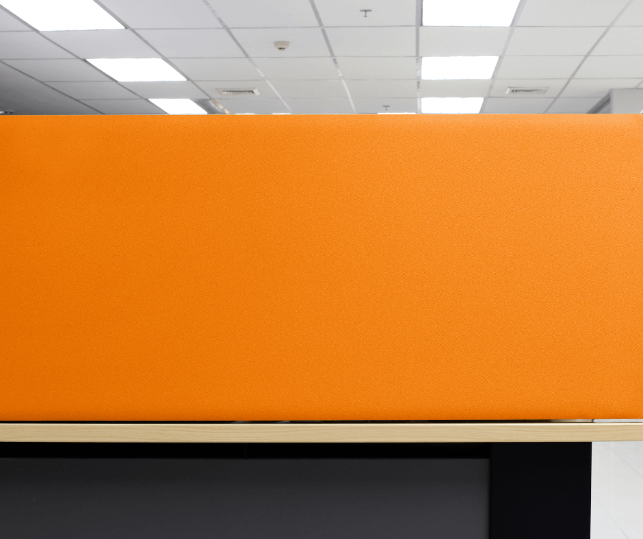 orange partitial wall in office